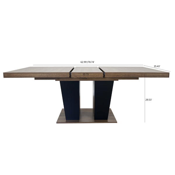 Beige and Brown Extendable Dining Table