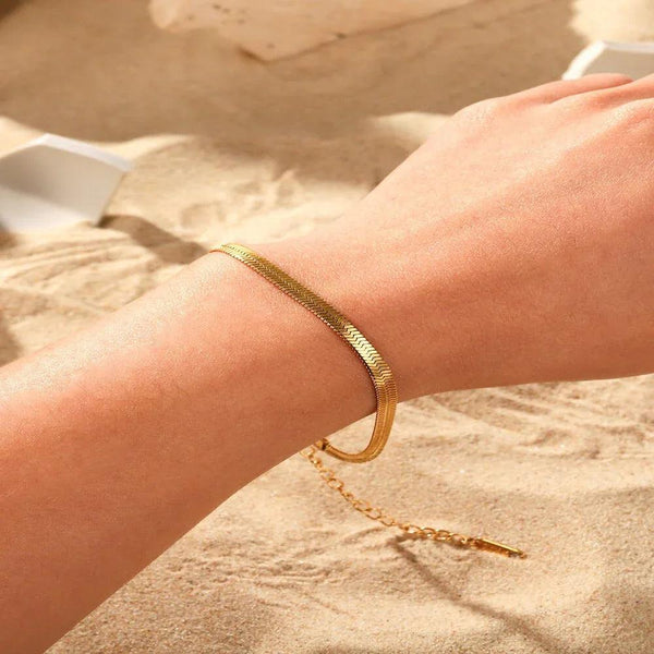 Gold Herringbone Snake Chain Bracelet - Gifts for You 'n Me
