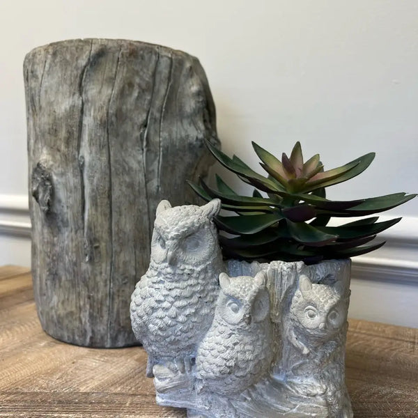 CEMENT OWL PLANTER