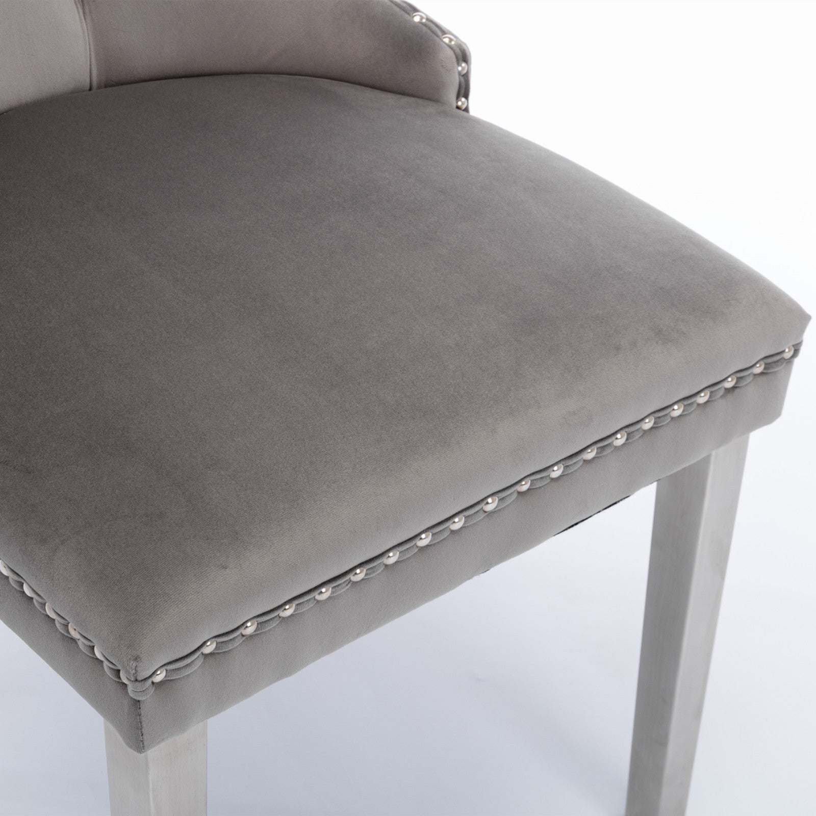 Nikki Collection Modern Tufted Solid Wood Velvet Upholstered Dining Chair with Chrome Legs