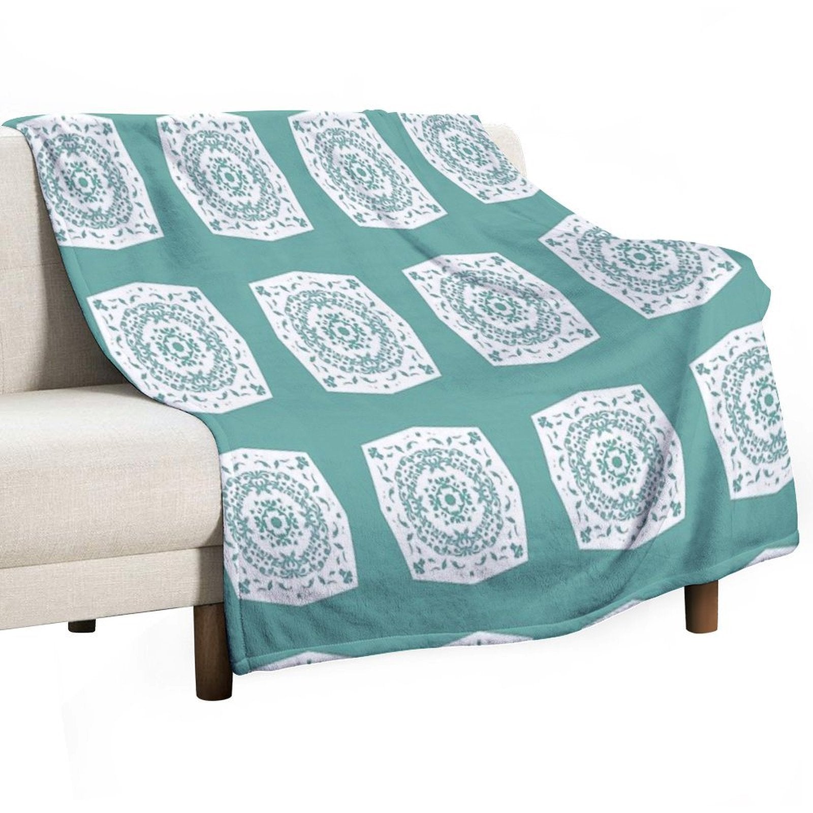 Sage Green Quilt Block Premium Throw Blanket
