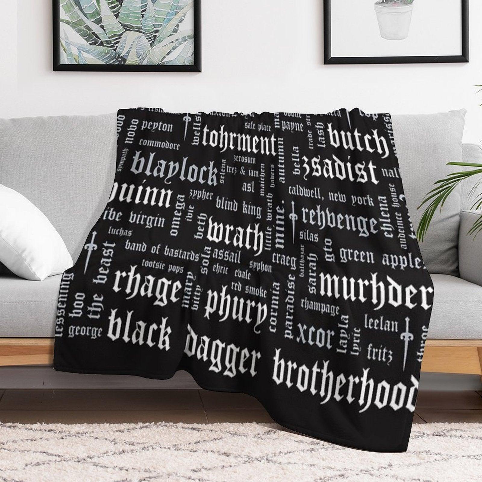 Black Dagger Brotherhood Word Cloud - Landscape Throw Blanket