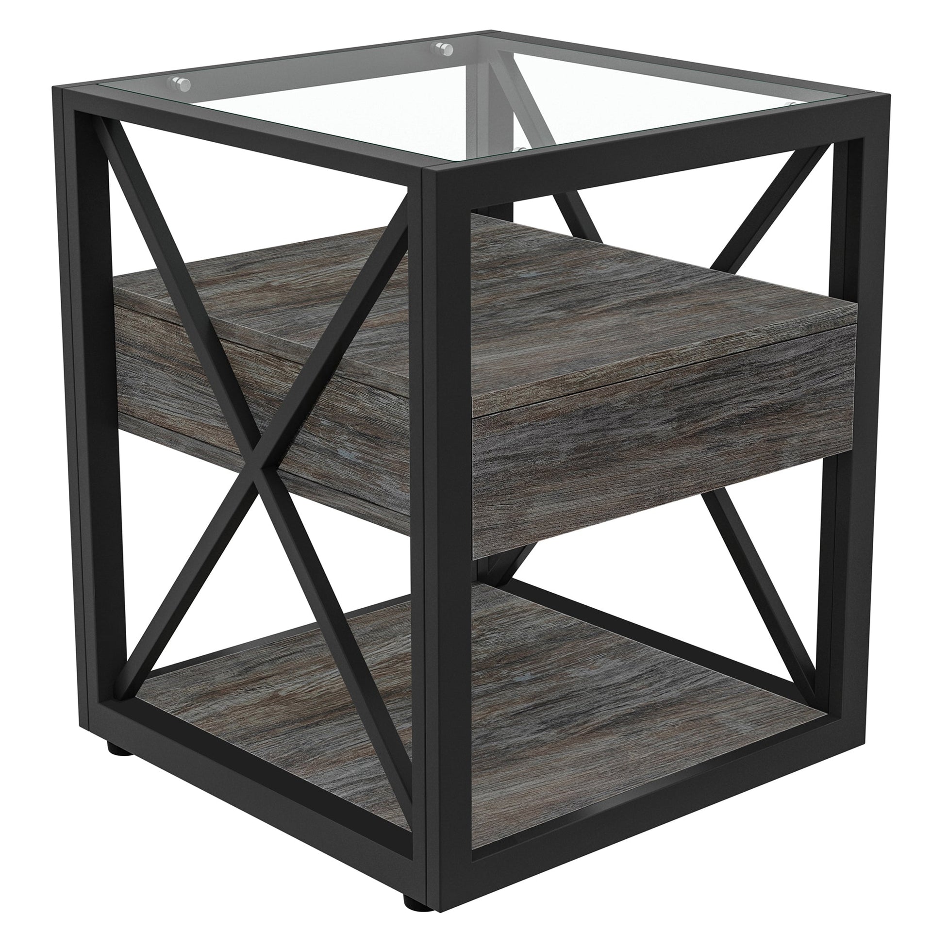 Set of 2 Modern End Tables with Drawer - Nightstands