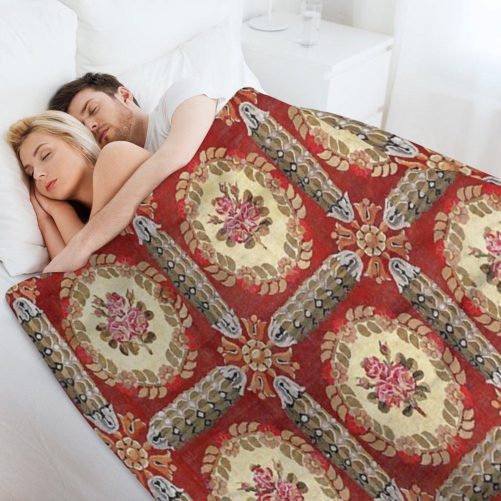 Aubusson 19th Century French Rug Print Throw Blanket