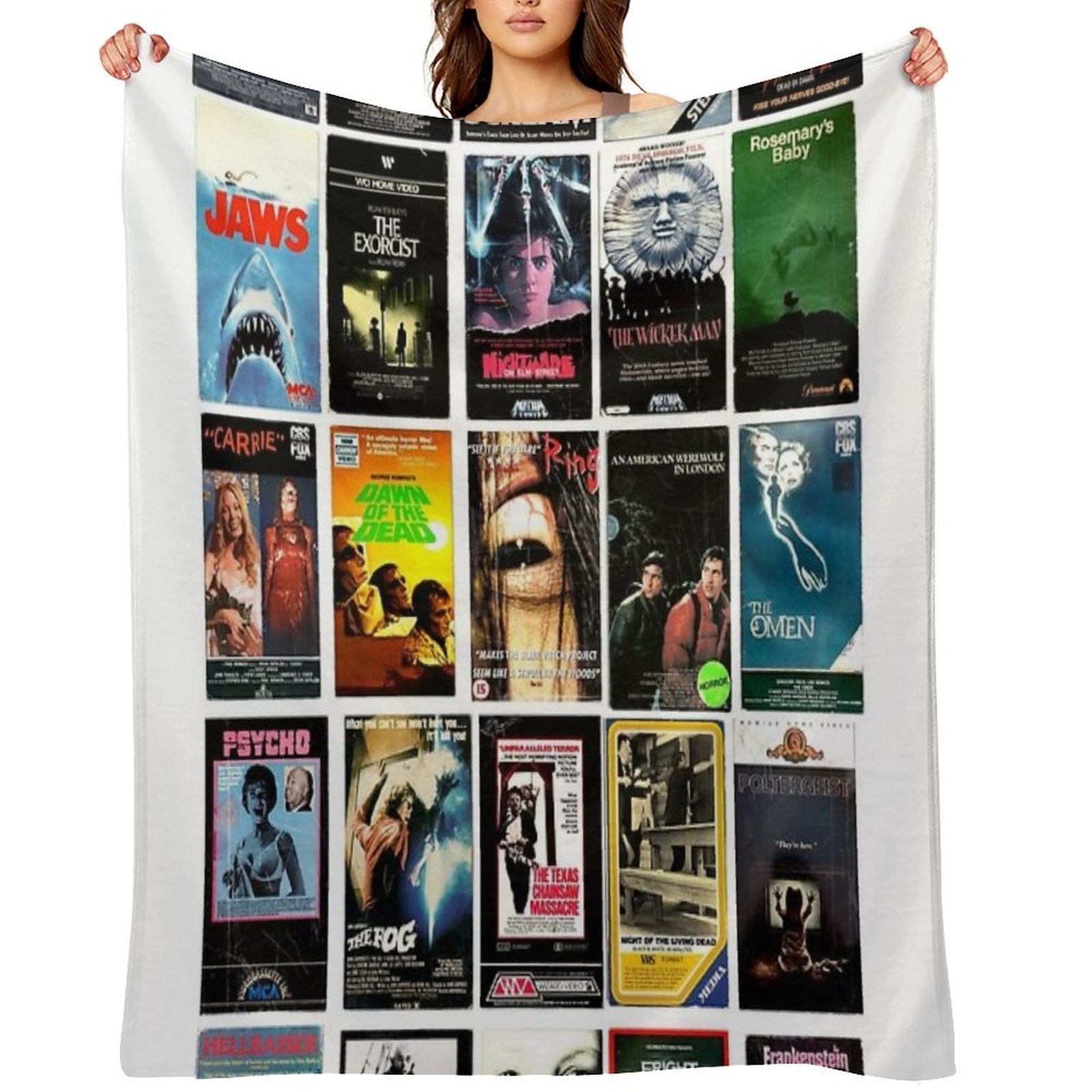 Horror Movie Classics - Cult Films - Vintage VHS Collection Travel-friendly Throw Blanket
