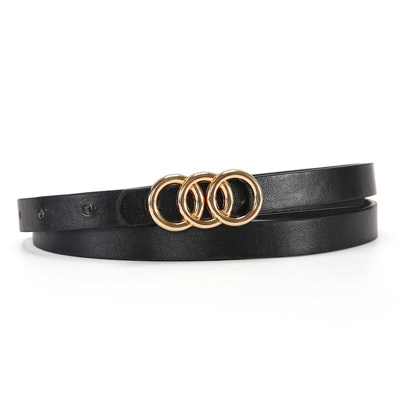 Women's Belt White Three-circle Simple All-matching Jeans
