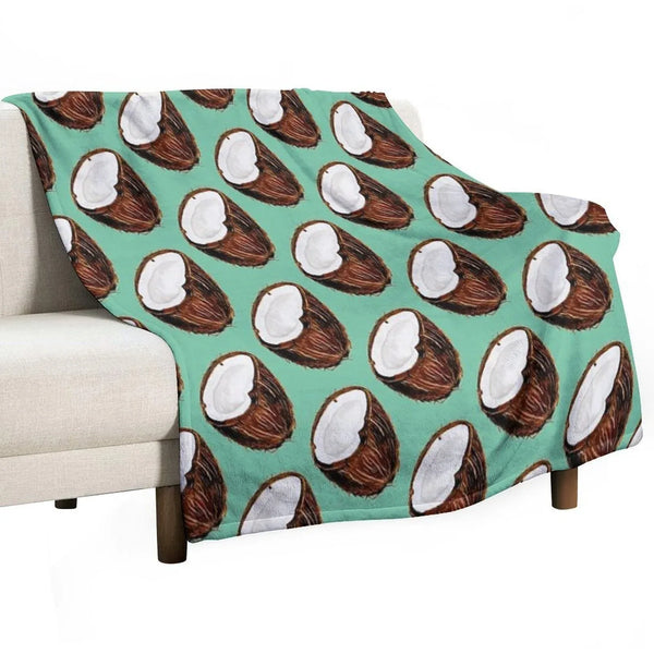 Coconut Pattern - Teal Throw Blanket