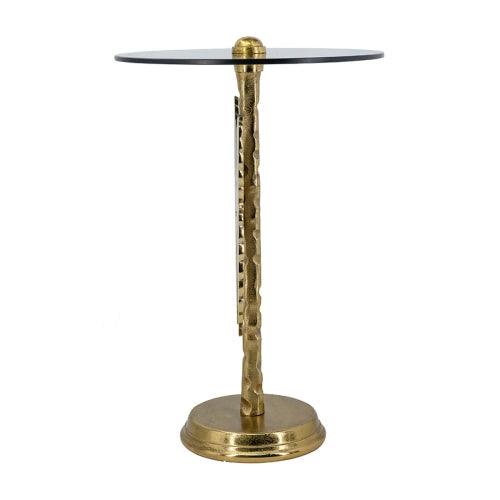 Gold Angel Wing Side Table with Glass Top – Luxury Round Accent Table