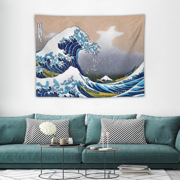 Great Wave Off Kanagawa by Hokusai Wall Tapestry Vectorized HD High Quality (Click on Artist Notes) Tapestry