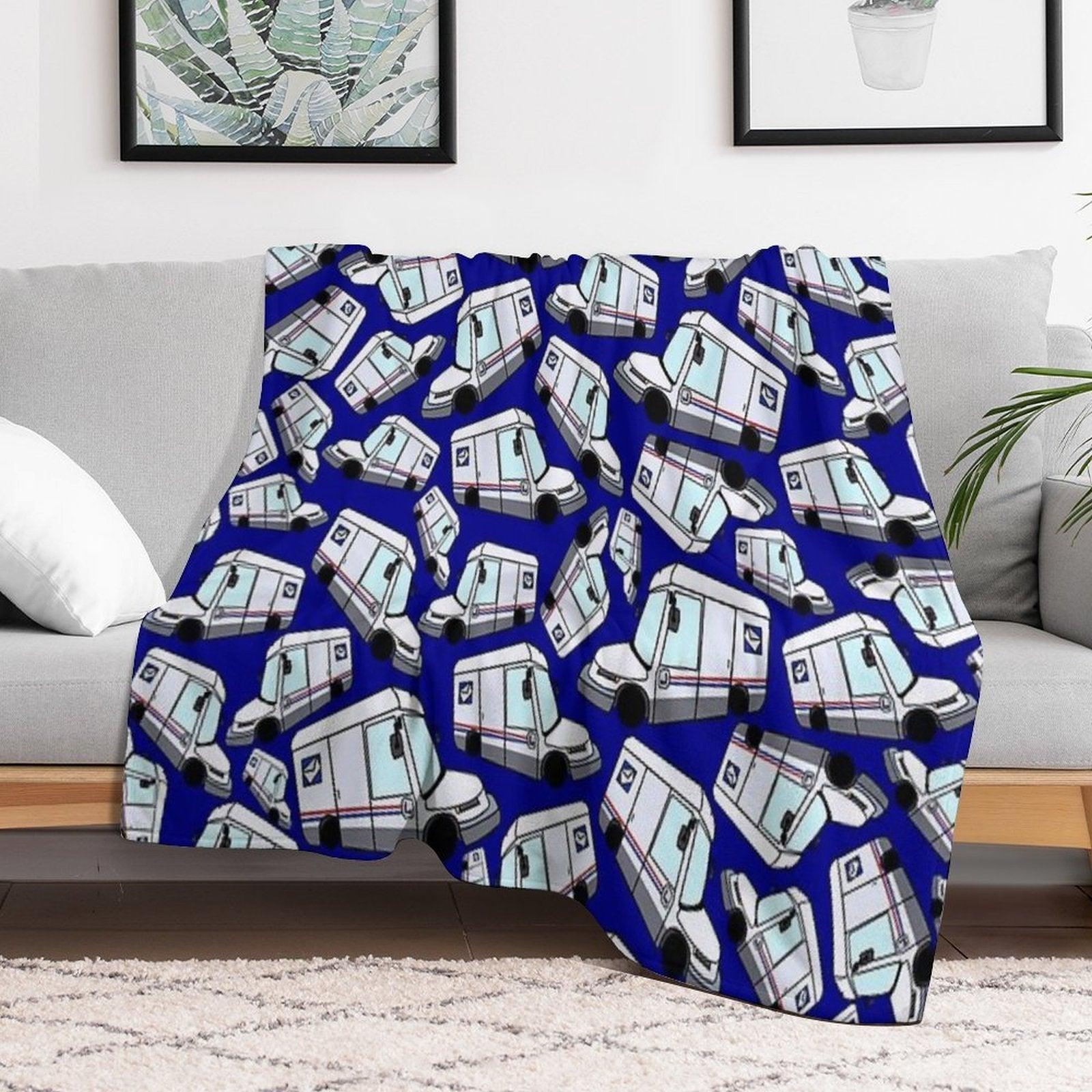 NGDV New Mail Truck Print Throw Blanket