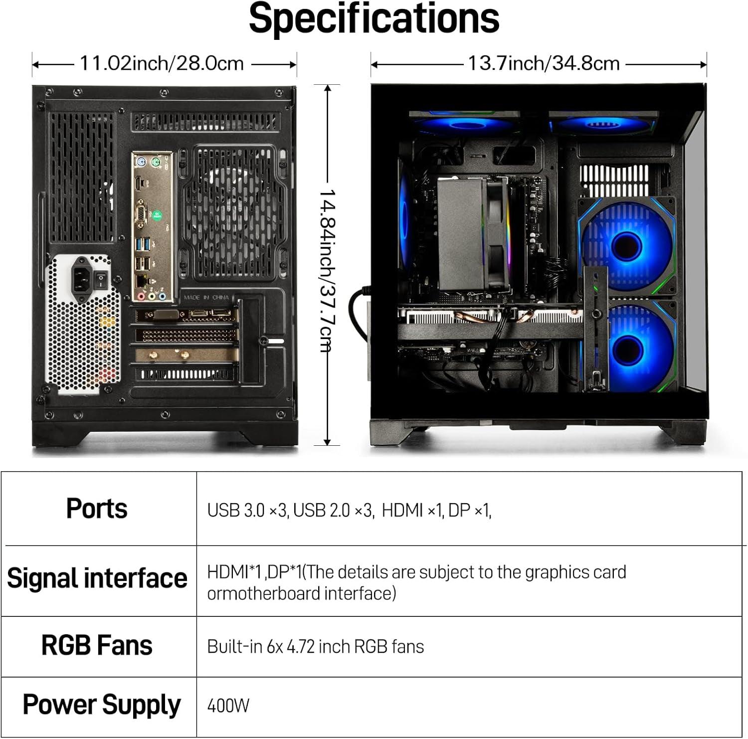 Gaming PC Ryzen 5 5500, Geforce RTX 3050 8GB, 16GB DDR4 3200Mhz RAM, 512GB SSD, Prebuilt Desktop Computer for Gaming & Productivity