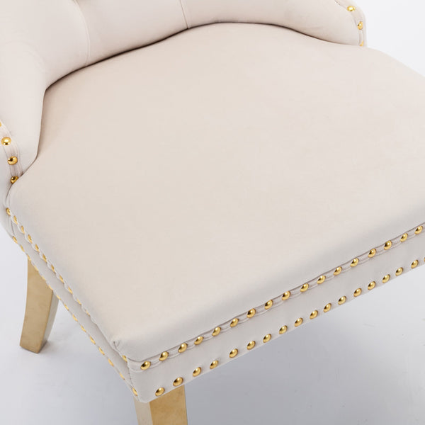 Nikki Collection Modern Tufted Solid Wood Velvet Upholstered Dining Chair with Gold Legs