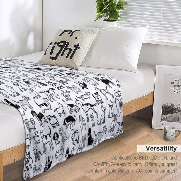 Black And White Dogs Pattern Eco-conscious Throw Blanket