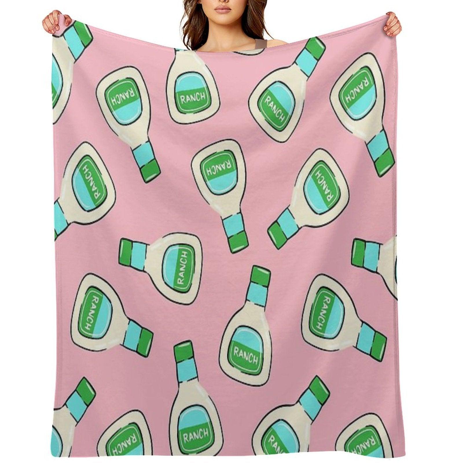 Ranch - Salad Dressing Bottle (pink) Throw Blanket