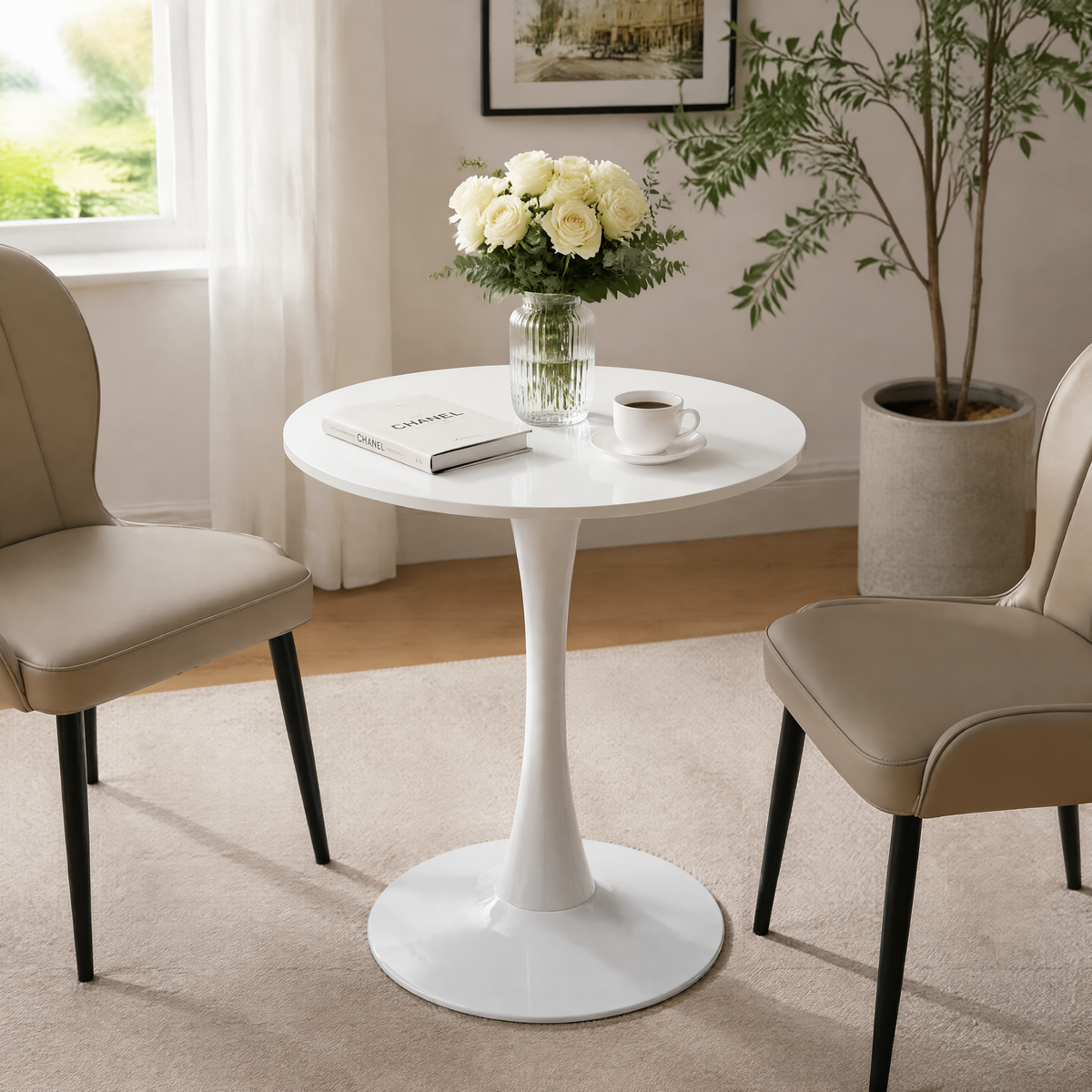 White Round Dining Table