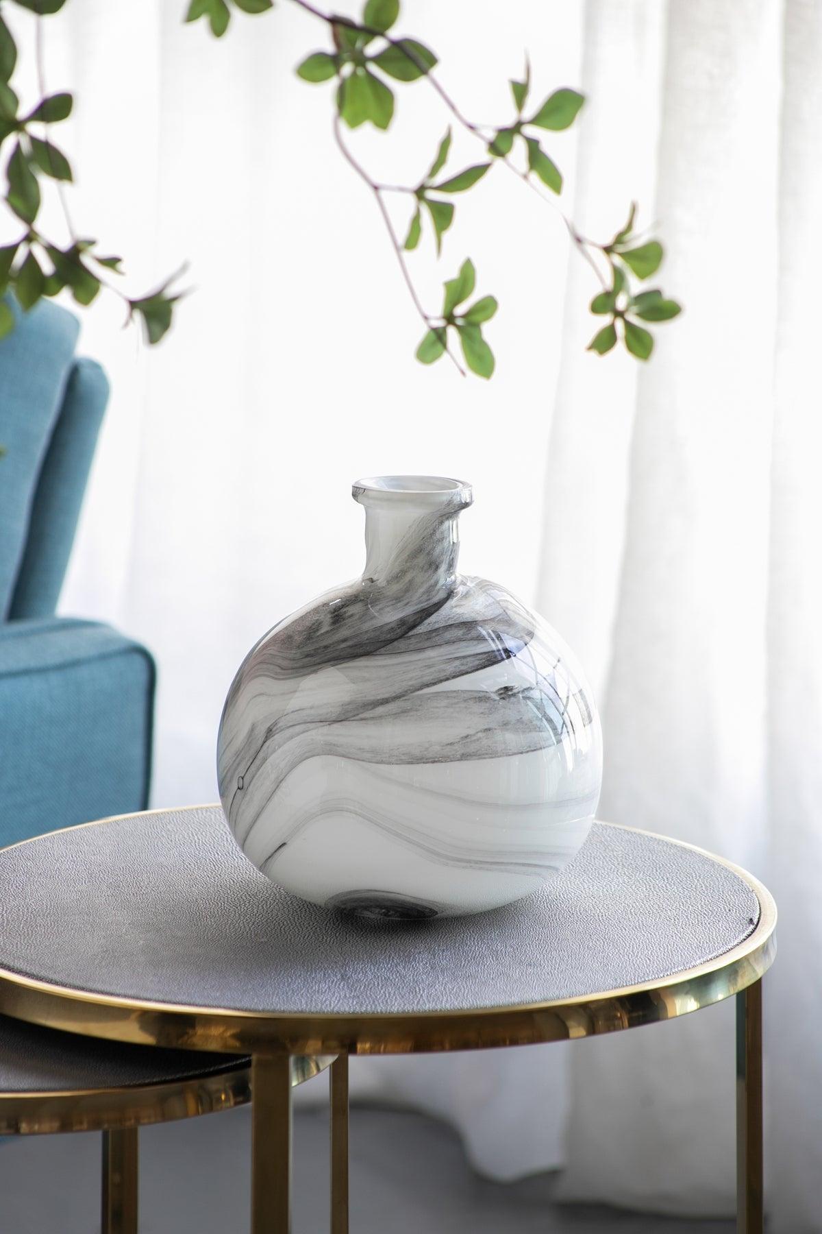 Modern Marble-Inspired Decorative Accent Vase