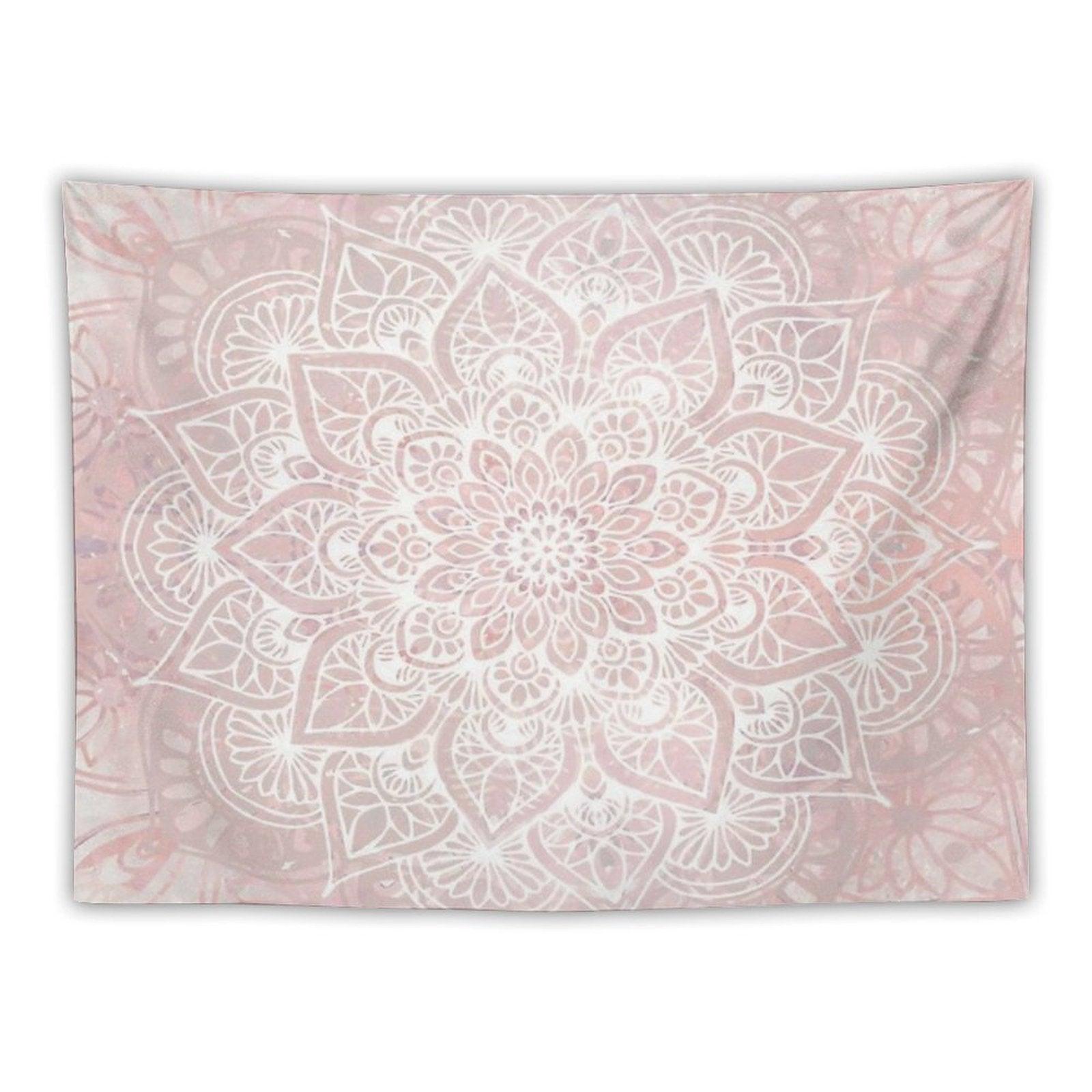 Mandala Yoga Love, Pastel Pink Tapestry