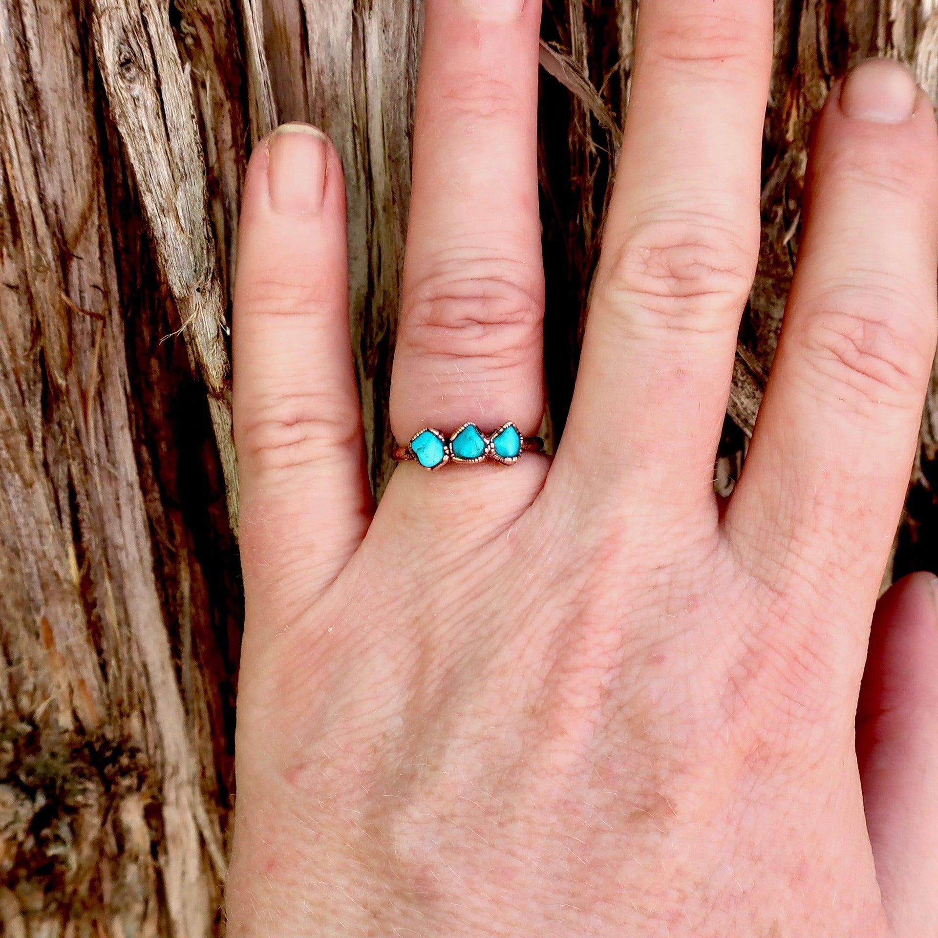 Raw Turquoise Ring – Grounded Confidence Healing Aura | By Blackbird & Sage