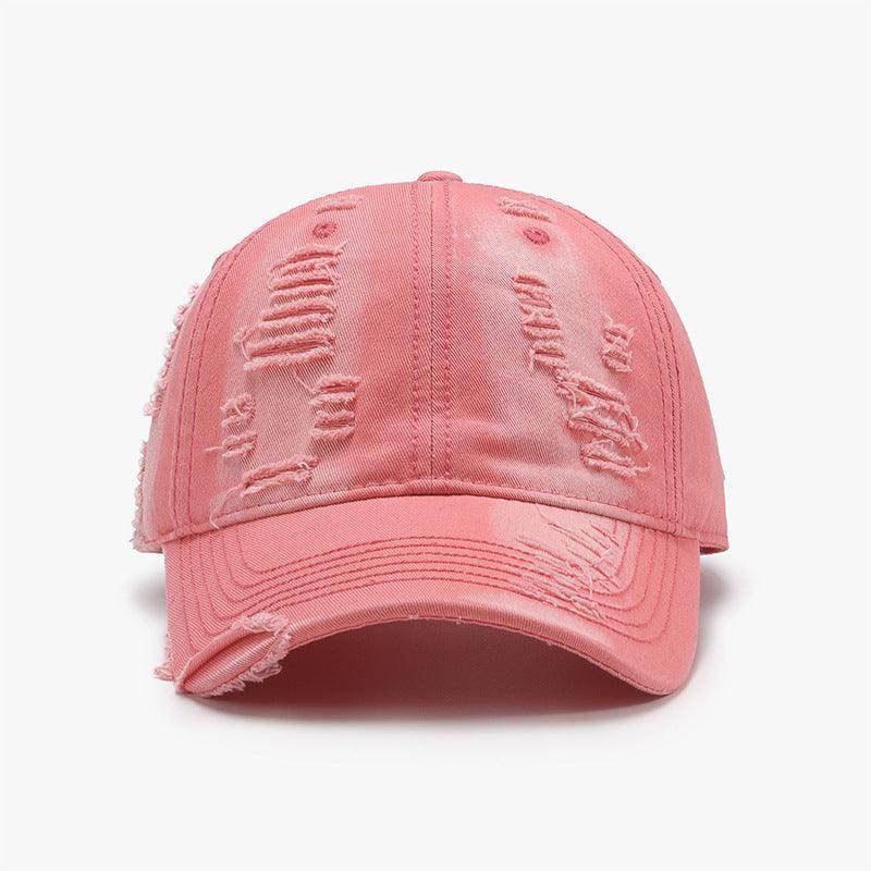Distressed Adjustable Cotton Baseball Cap for Everyday Wear