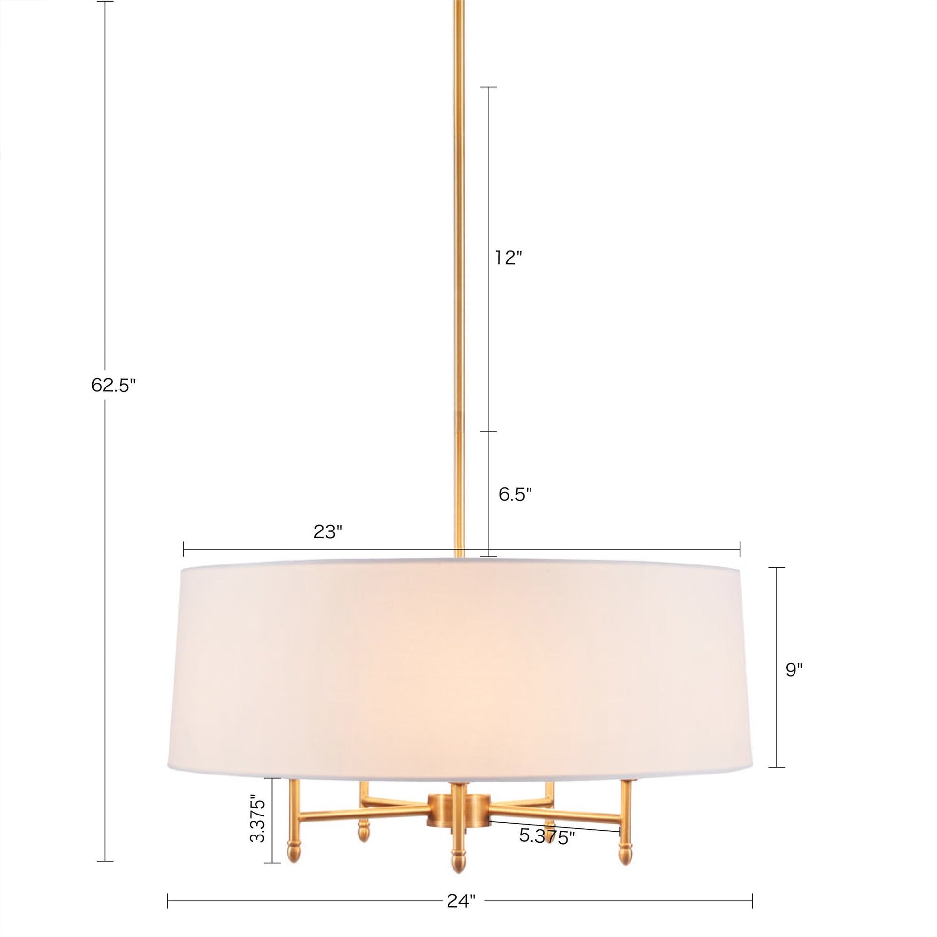 5-Light White Drum Shade Chandelier BLAKHOM