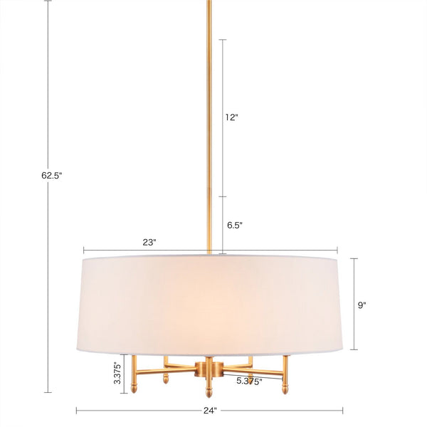 5-Light White Drum Shade Chandelier BLAKHOM