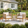 Outdoor Club Chair Set of 2 with Acacia Wood Frame in Teak Look - Beige,Cream,Teak
