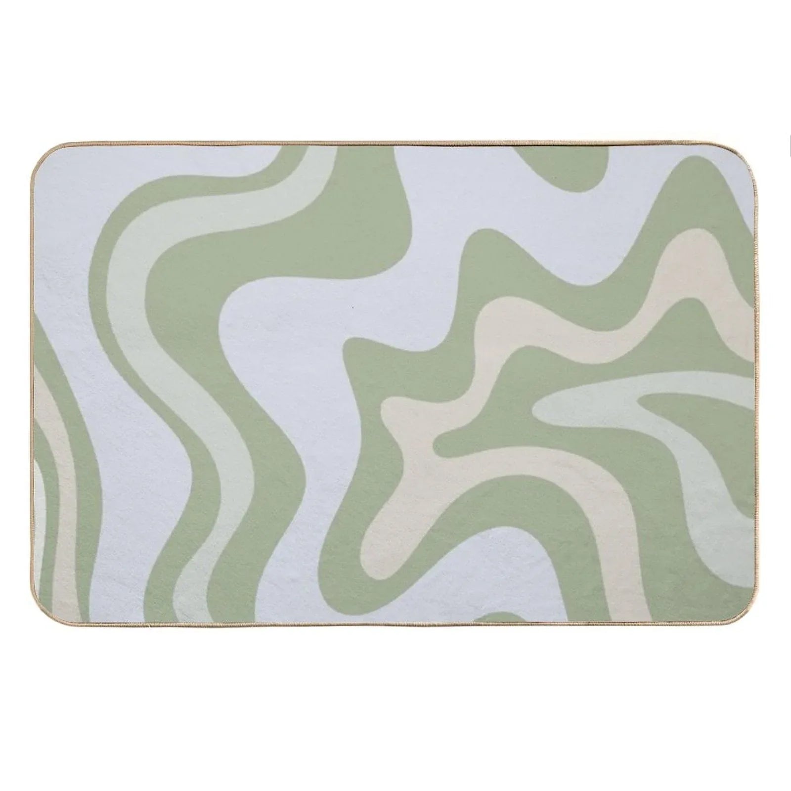Liquid Swirl Contemporary Abstract in Light Sage Green Grey Almond Bath Mat
