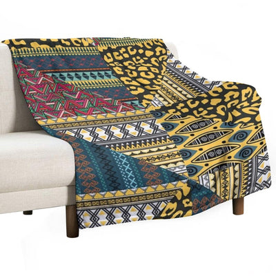 Black Ethnic Pattern Lightweight Throw Blanket