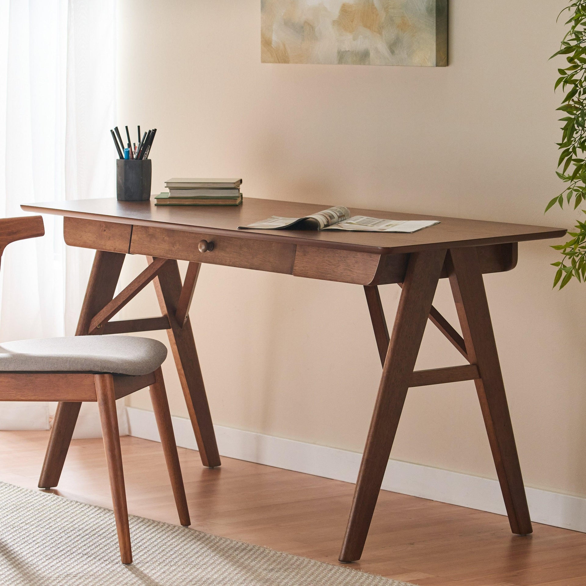 Modern Wood Desk with Drawers