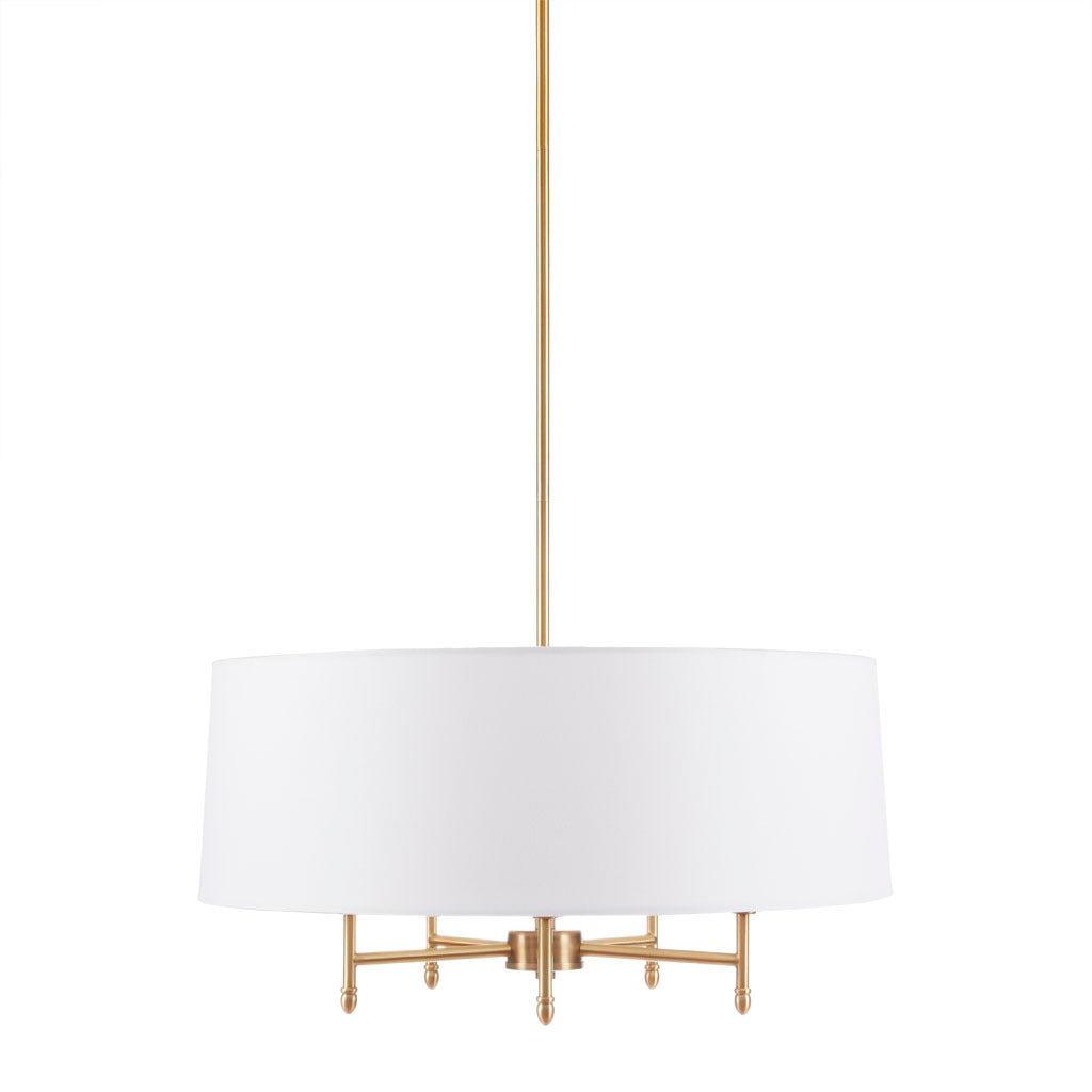 5-Light White Drum Shade Chandelier BLAKHOM