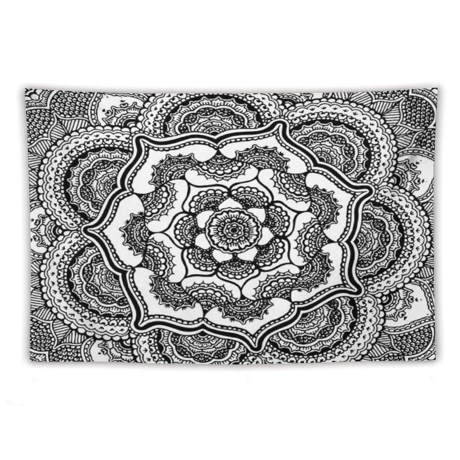Spring Lotus  Abstract  Black And White Tapestry