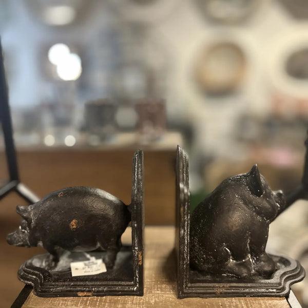 Set of Pigs Cast Iron Bookends
