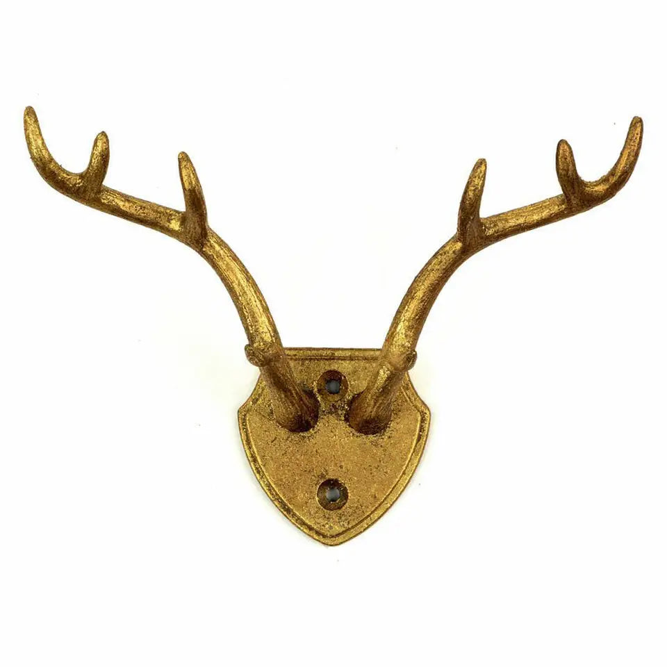 Cast Iron Gold Leaf Antler Hook VagabondVintage