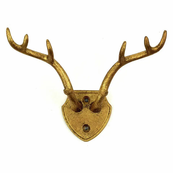 Cast Iron Gold Leaf Antler Hook VagabondVintage