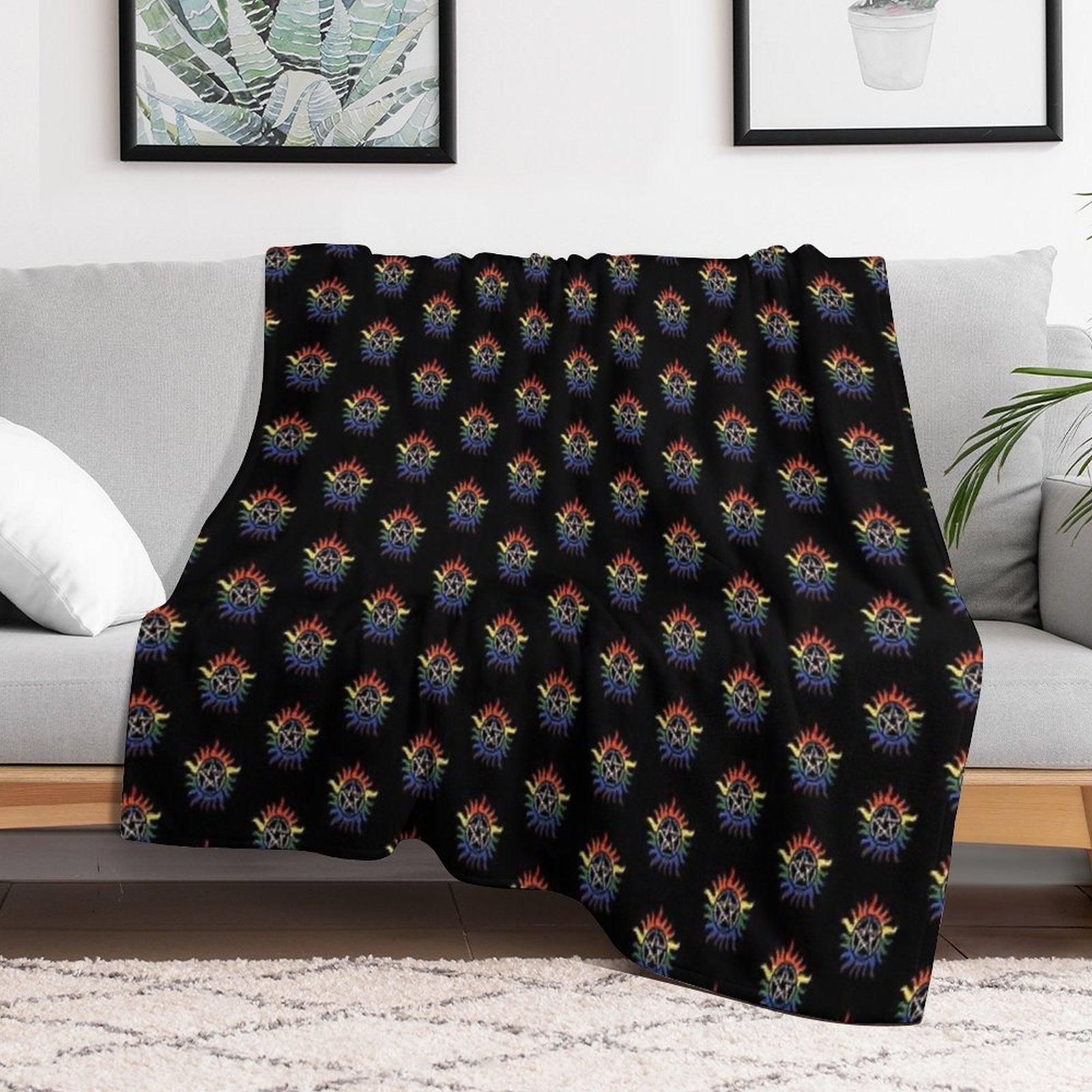 Supernatural Rainbow Pentacle Throw Blanket