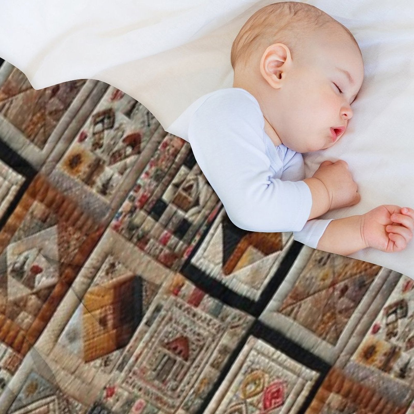 Antique-Inspired Patchwork Quilt Easy Care Throw Blanket
