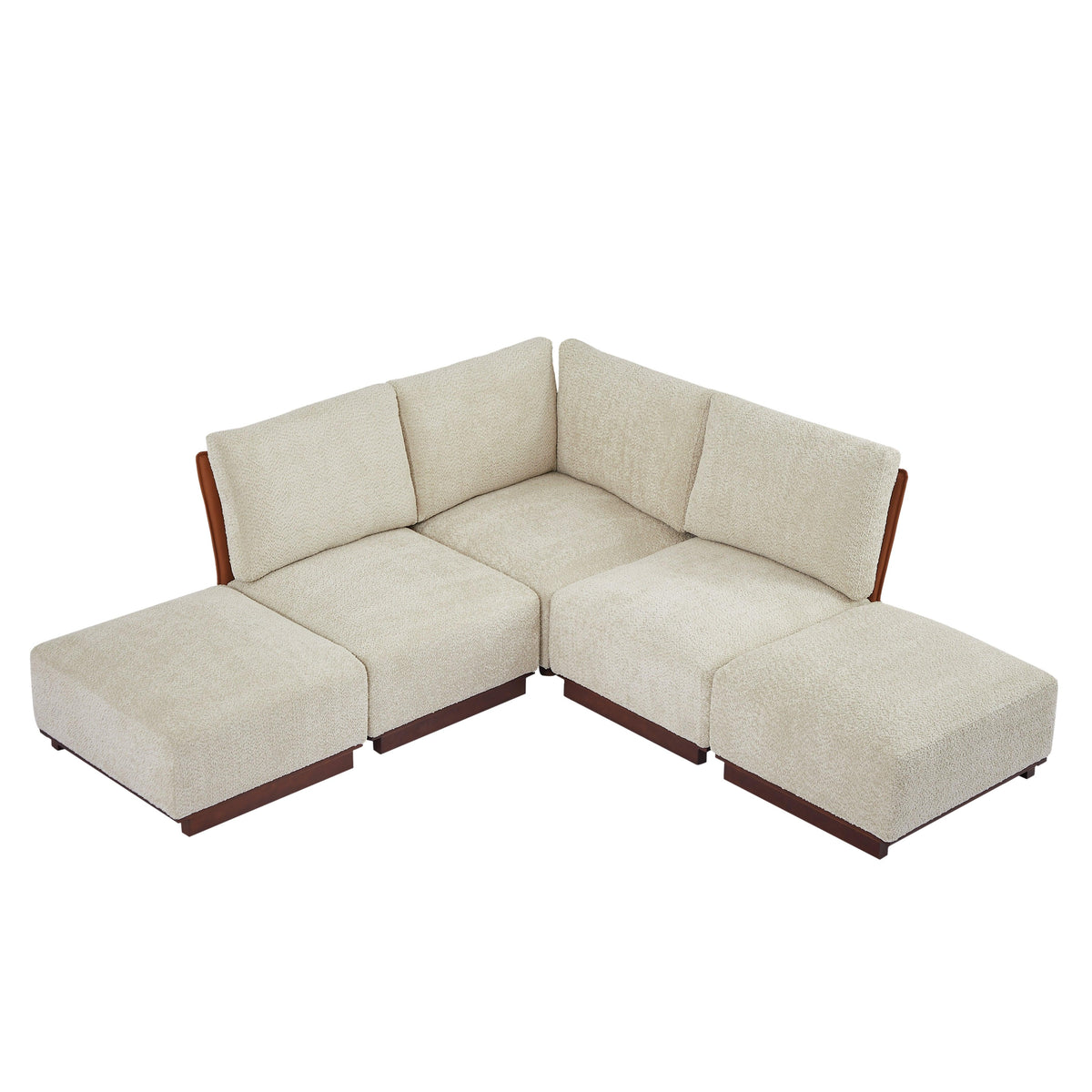 Velora 88.5 in. 5-Piece V Shaped Boucle Modular Sectional Sofa