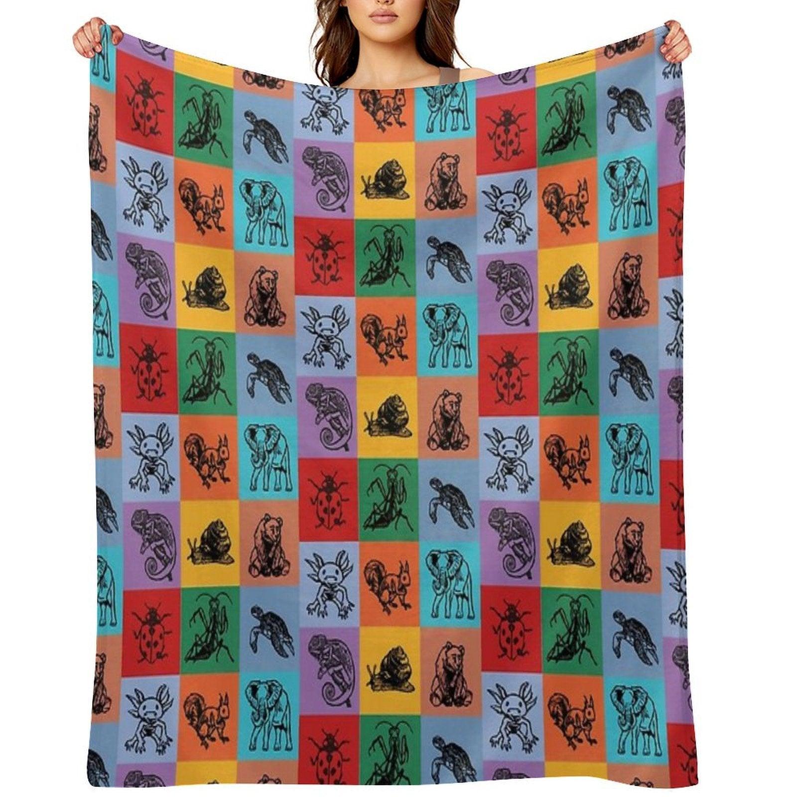 Animals Patchwork Throw Blanket