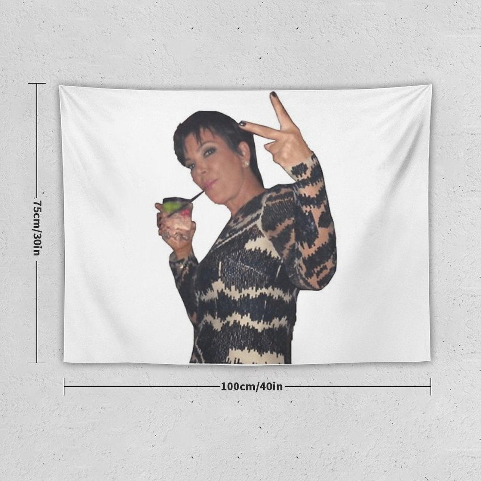 Kris Jenner Peace Sign Tapestry