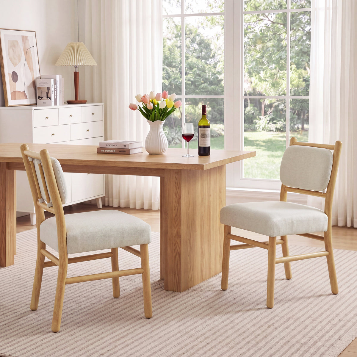 Fabric Upholstered Dining Chairs - Modern Armless Side Chairs