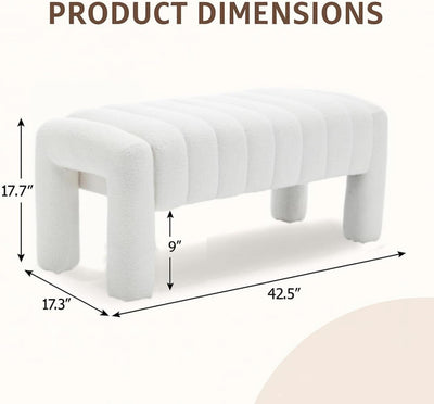 42.5 Inches Boucle Ottoman Bench Footrest Entryway