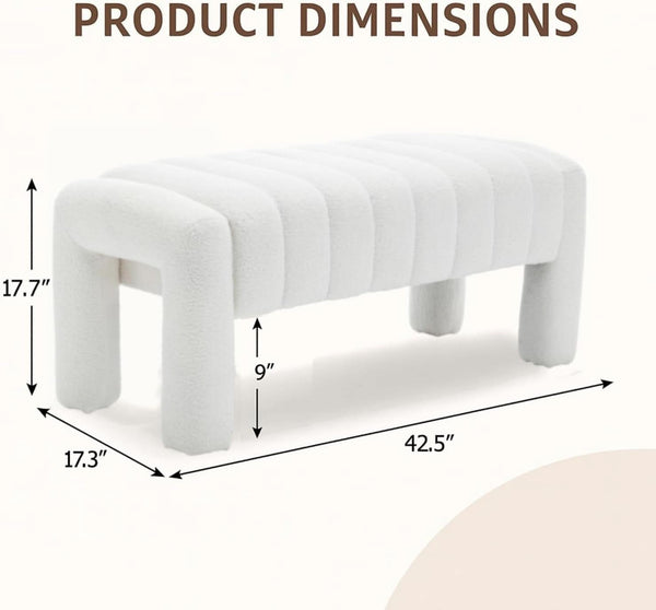 42.5 Inches Boucle Ottoman Bench Footrest Entryway