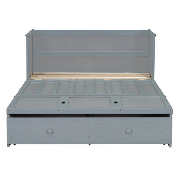 Space-Saving Full Size Murphy Bed with USB Port and Large Drawer Storage