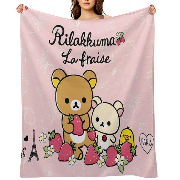 Cute Rilakkuma Strawberry All-season Throw Blanket