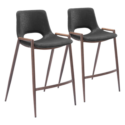 Desi Counter Stool (Set of 2) Black & Walnut