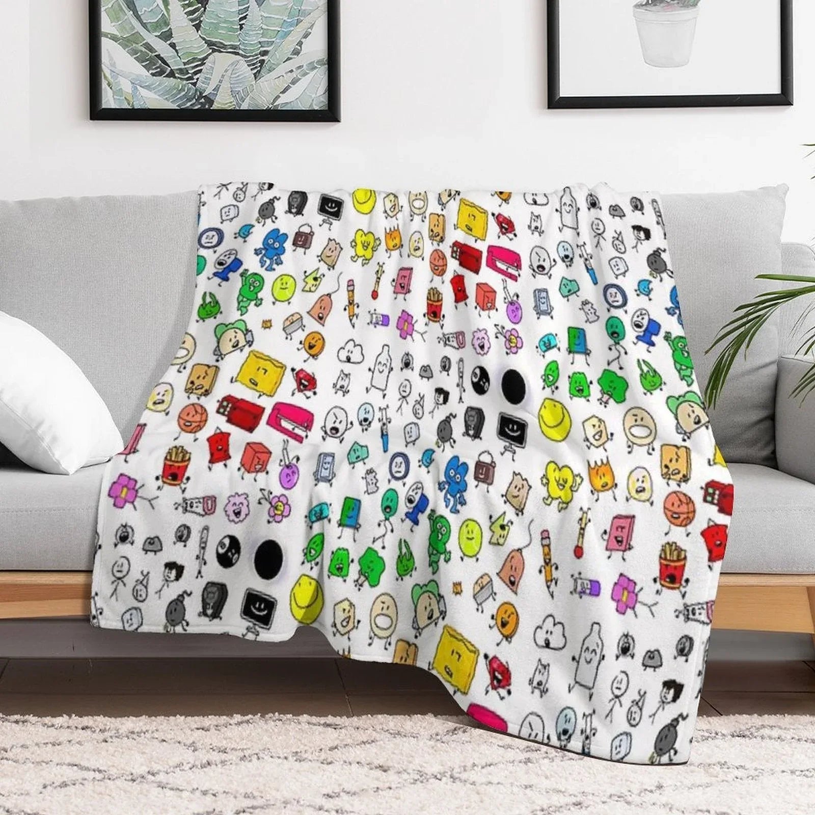 BFDI All Characters (Transparent) Throw Blanket
