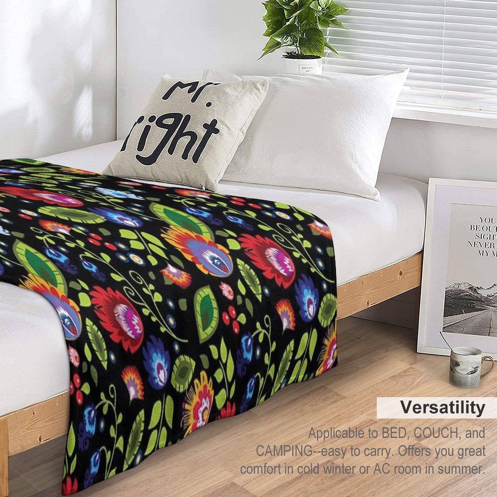 Polish Folklore - Beautiful Composition on Black Multi-functional Throw Blanket