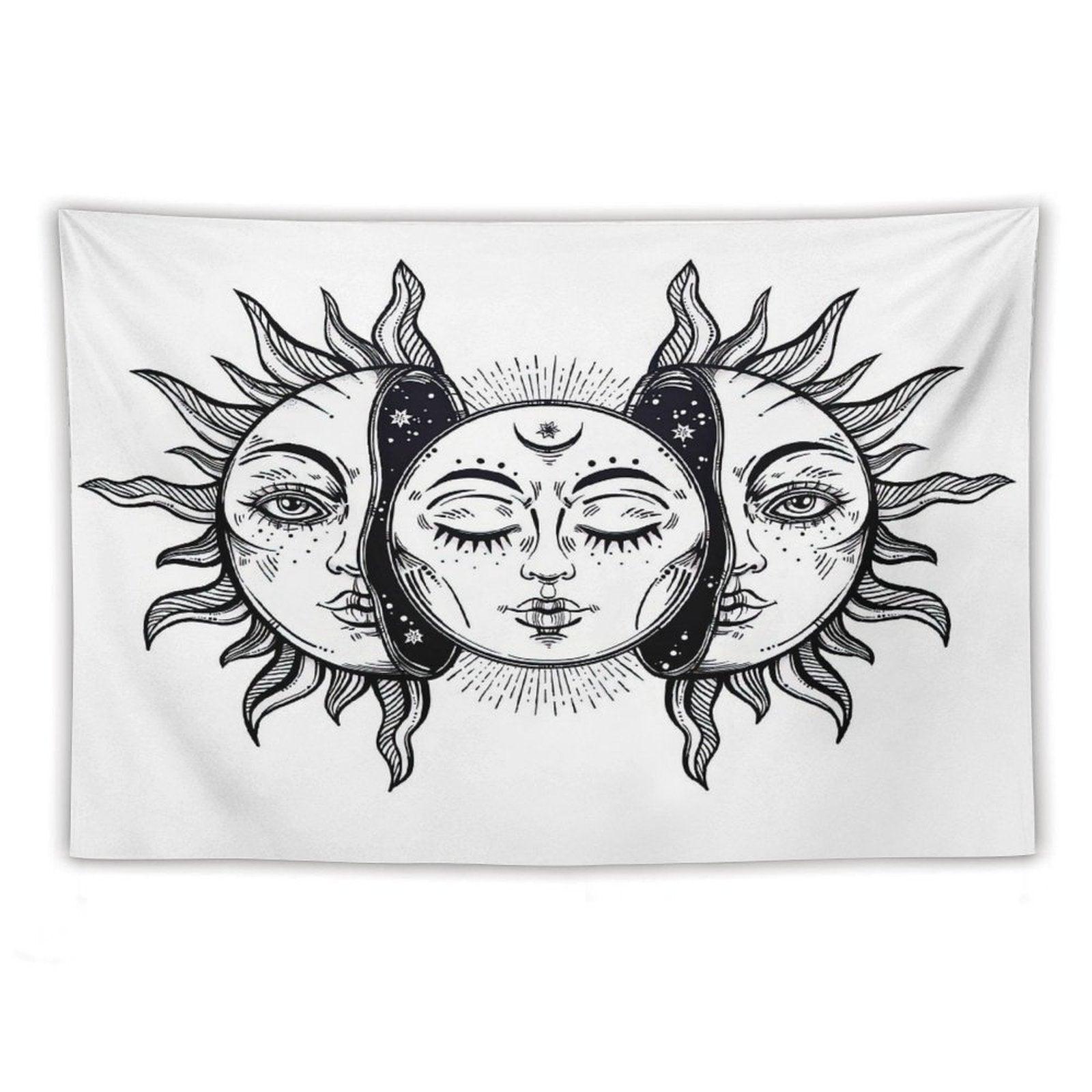 Vintage Solar Sun And Moon Tapestry