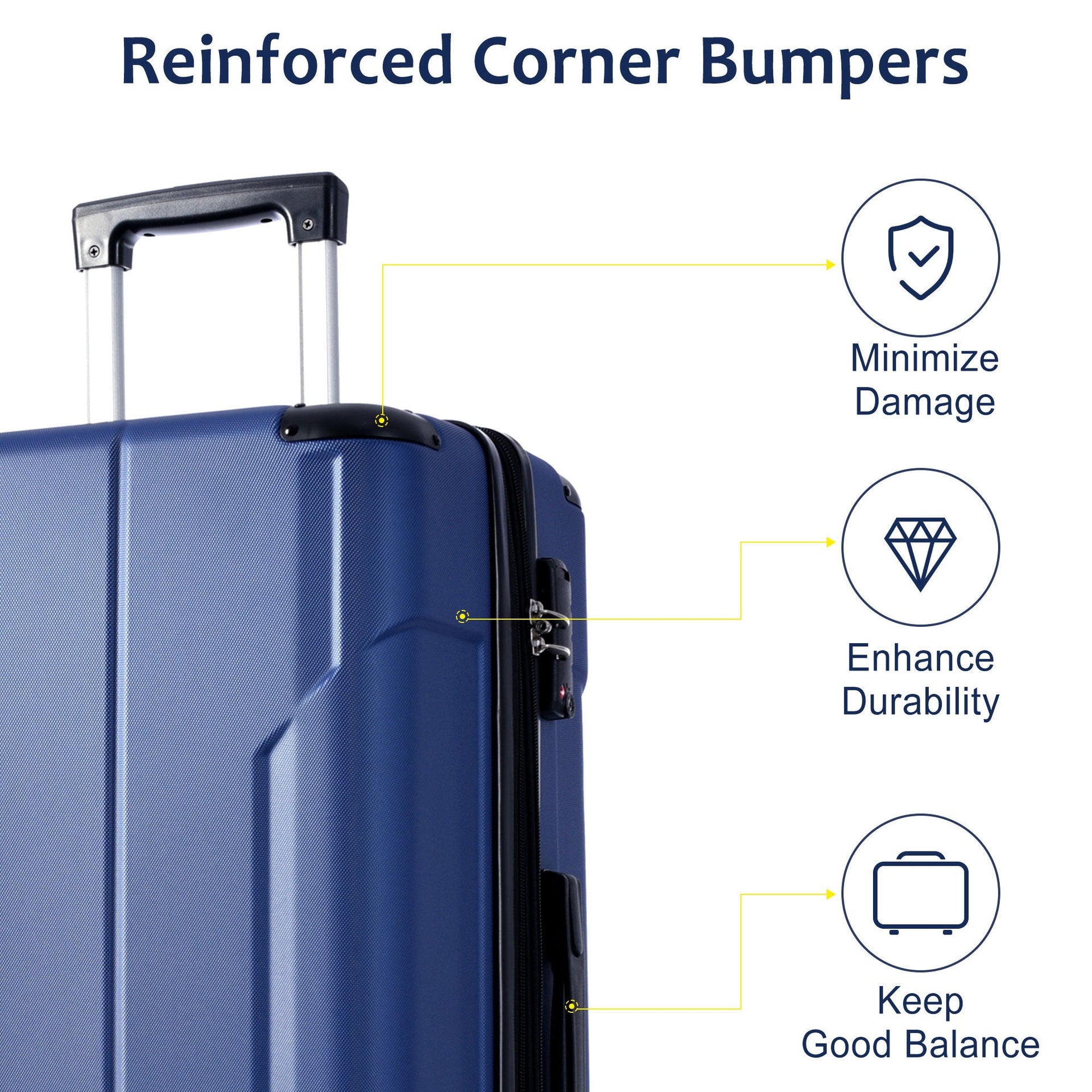 Luggage Sets 2 Piece, Hardshell ABS Lightweight and Expandable(only 28') Suitcases with Double Wheels, Carry-on Luggage, 2-Piece Set (20/28), Blue