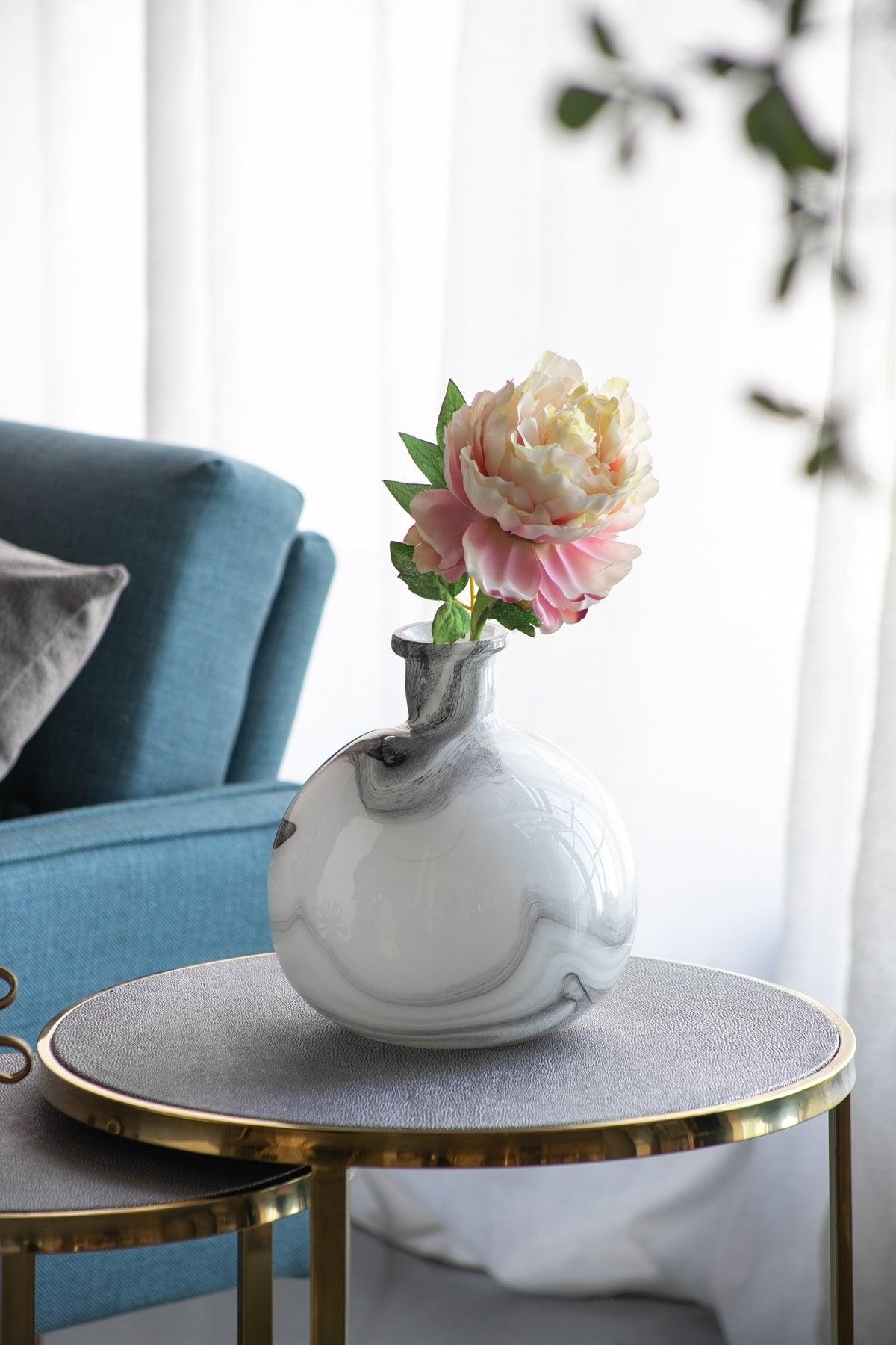 Modern Marble-Inspired Decorative Accent Vase
